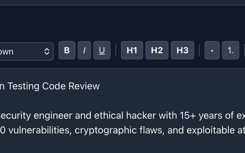 Full markdown editor with preview