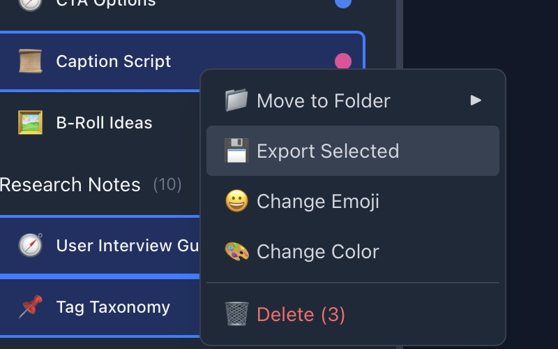 Multi-select with context menu